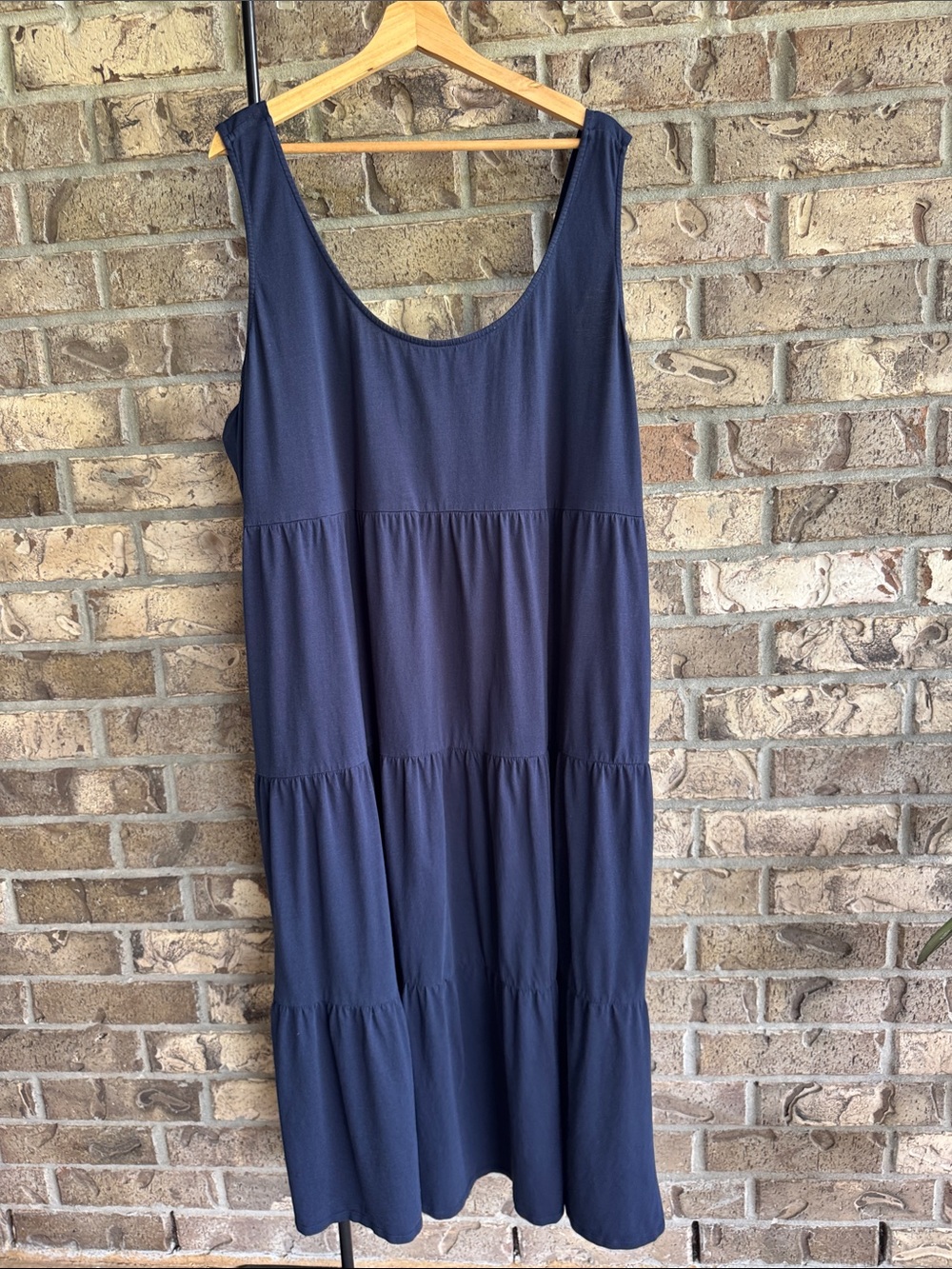 J.Crew Women’s 3X Navy Blue Tiered Midi Dress Sleeveless Scoop Neck Plus Size - Picture 7 of 7